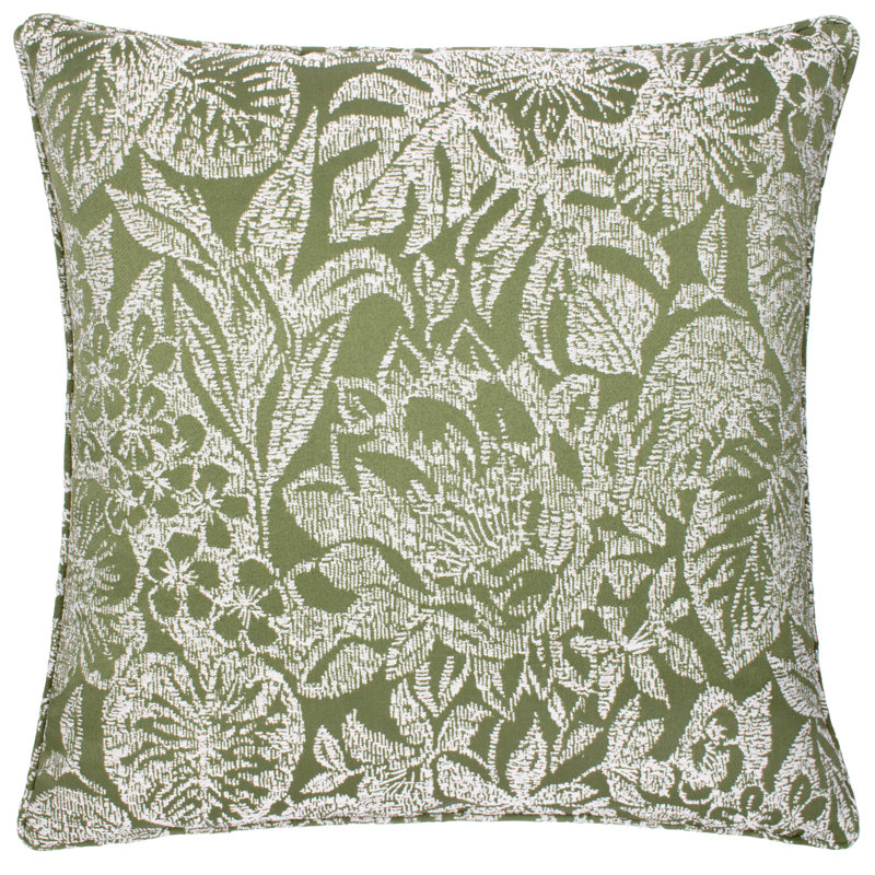 Amalea Floral Square Throw Cushion, Green