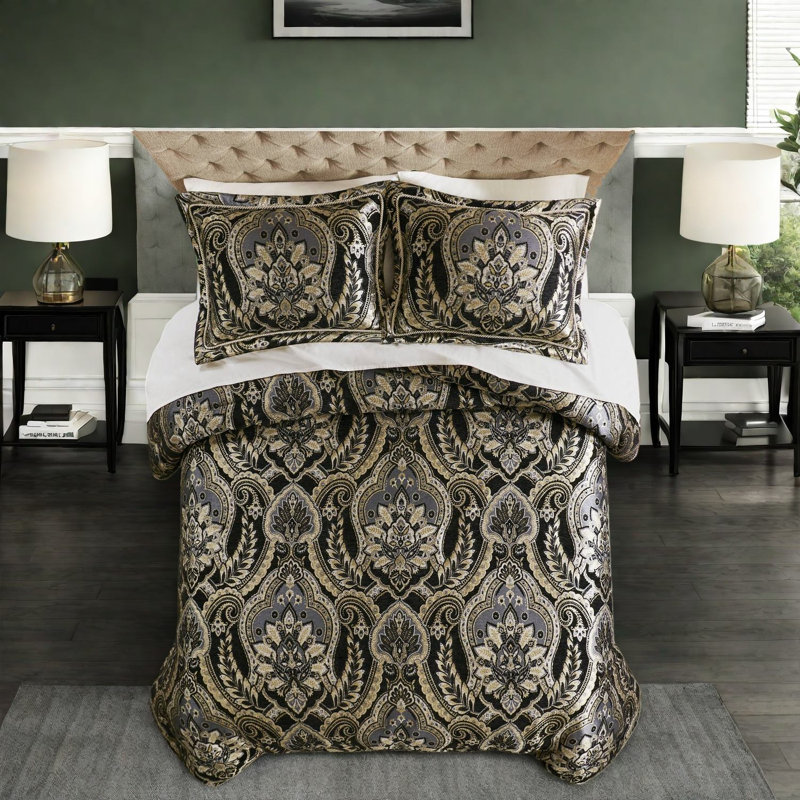 Ensembles de literie luxueux, polyester de qualité supérieure, motif damassé exquis pour la maison