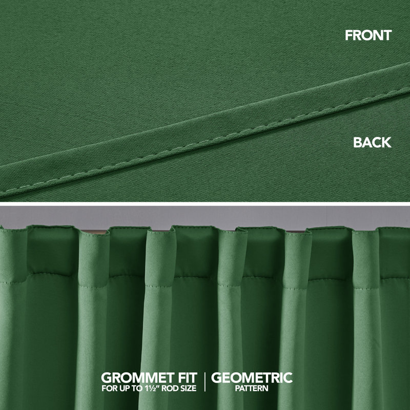 Taburao Back Tab Room Darkening Curtain Pair, 42" W x 72" L, Green