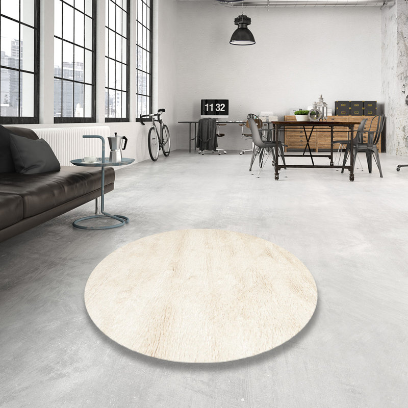 Tapis contemporain gris, Rond 7 pi