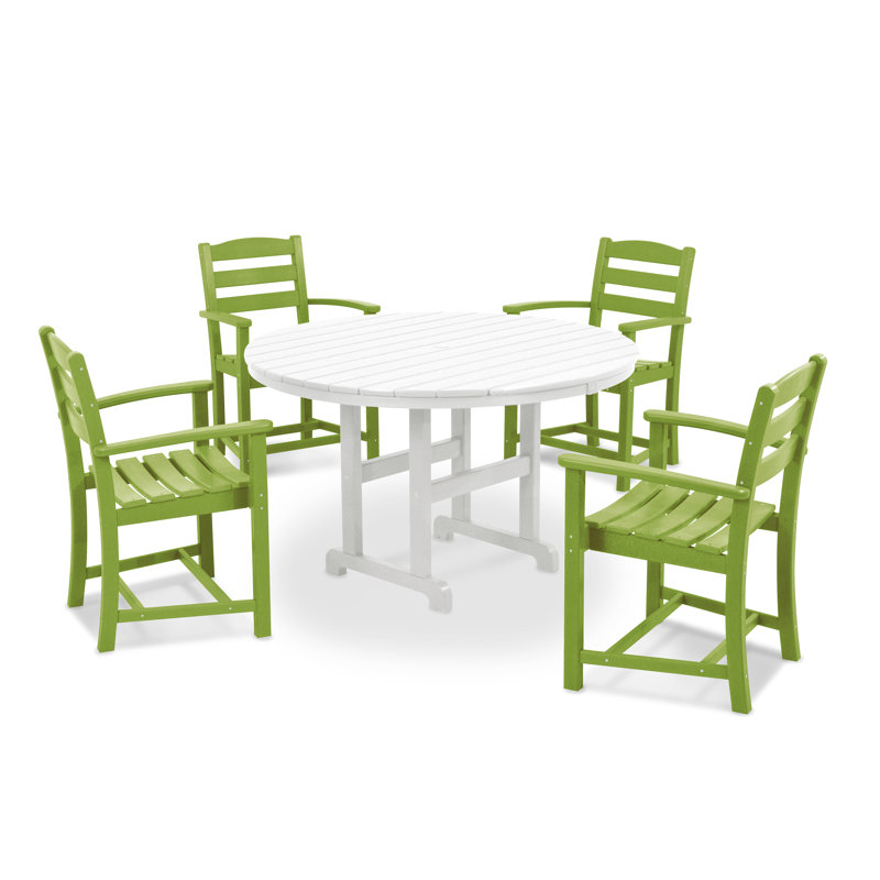 Ensemble repas 5 pièces POLYWOOD La Casa Café, Vert/blanc