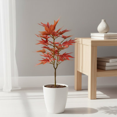 Simulated Maple Leaf And Green Plant Bonsai Decoration Elephant Faux Green Plant Decor For Home Garden Office Wedding (Single Bundle Without Pot)