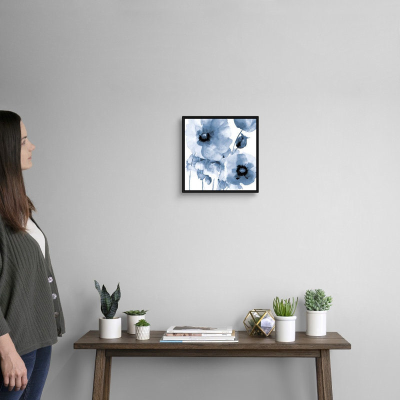 «Flowing Flowers I» par Victoria Brown, reproduction sur toile, H 14 po x l 14 po x P 1,75 po, Cadre noir