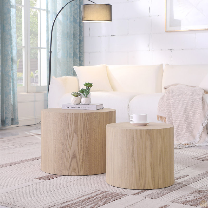 Mdf Side Table/Coffee Table/End Table/Nesting Table Set Of 2, Oak