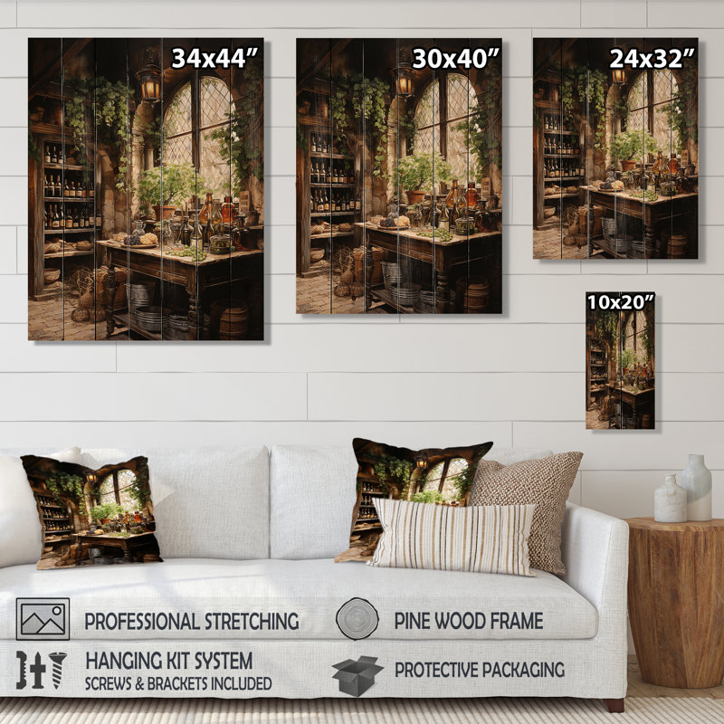 Impression sur bois naturel French Cellar II, H 40 po x l 30 po x P 0,78 po