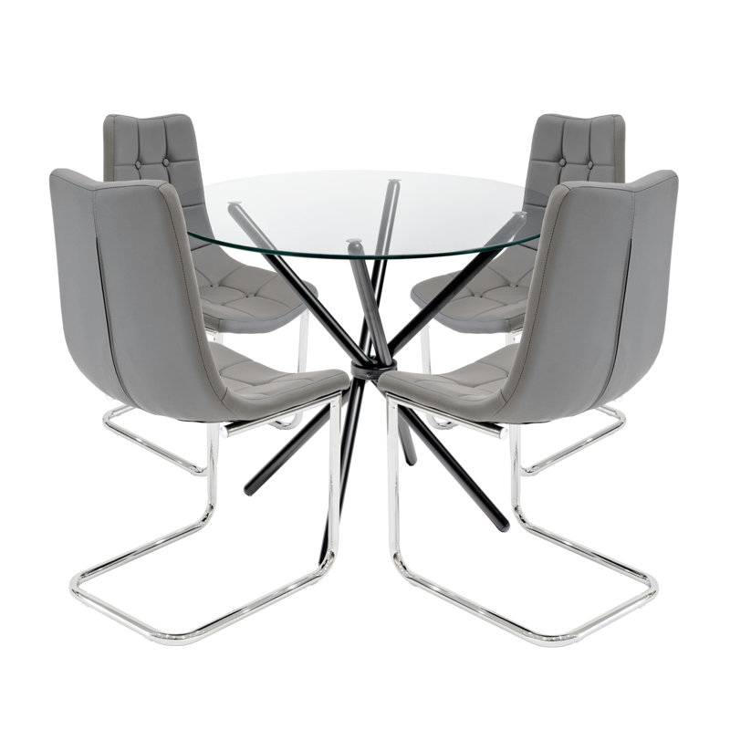 Derby 4 - Person Dining Set, Black, Grey