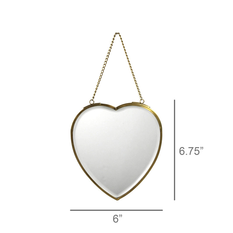 Miroir cœur sur chaîne, chaîne laiton 4,5 po