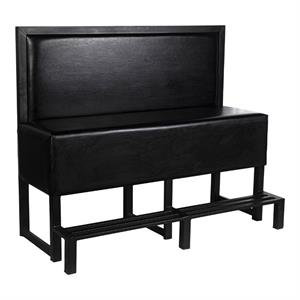 Black Bar-Height Single Booth with Vinyl Padded Seat and Back & Metal Frame and Footrest