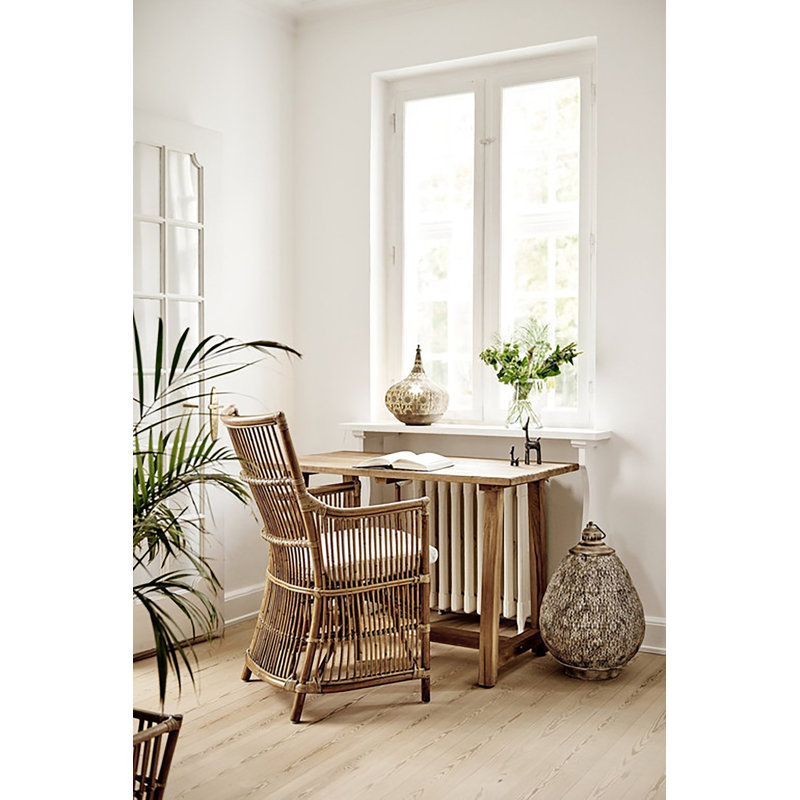 Davinci Rattan Armchair, Antique, Sailcloth Seagull Geometric Sunbrella® Basketweave