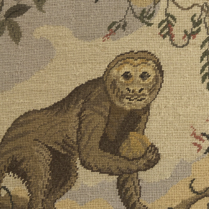Mina Victory Vintage Pillow Monkey On Branch Taupe Indoor Throw Pillow, Monkey On Branch, 21"H x 24"W