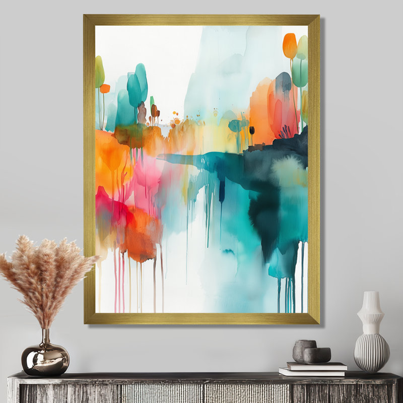 Olov - art mural abstrait, H 20 po x l 12 po, Reproduction encadrée d'une seule photo, Doré