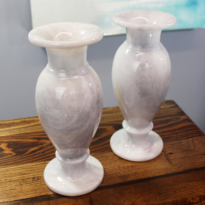 Ensemble de 2 vases de table en grès blanc intérieur/extérieur 2 pièces Agastya