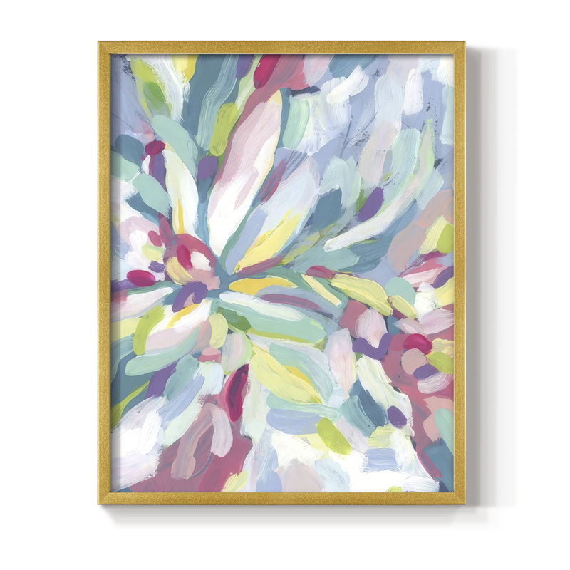 «Tropical Bloom Kaleidoscope I», reproduction encadrée - bois massif, H 11 po x l 9 po, Doré
