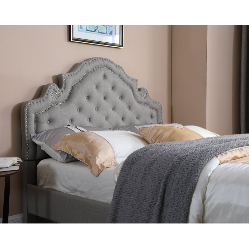 Annaline Upholstered Wingback Bed, Gray, King