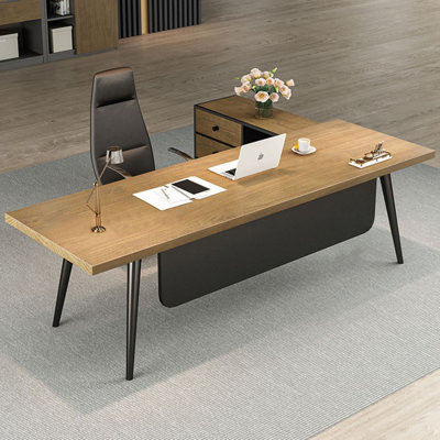 Bureau de direction en bois massif avec tiroirs Burlywood