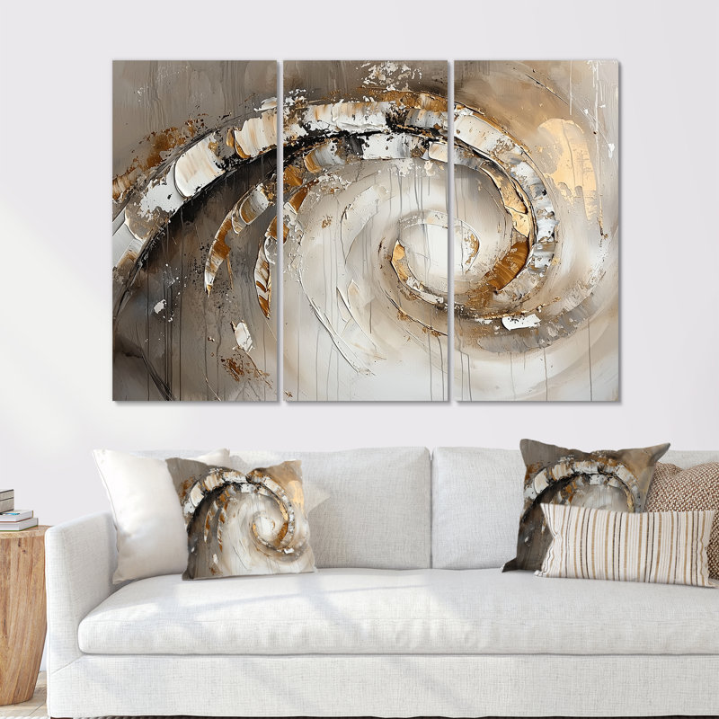 Ensemble de décoration murale cuivrée abstraite spirale abstraite I, Toile tendue, H 28 po x l 36 po, Ne s’applique pas