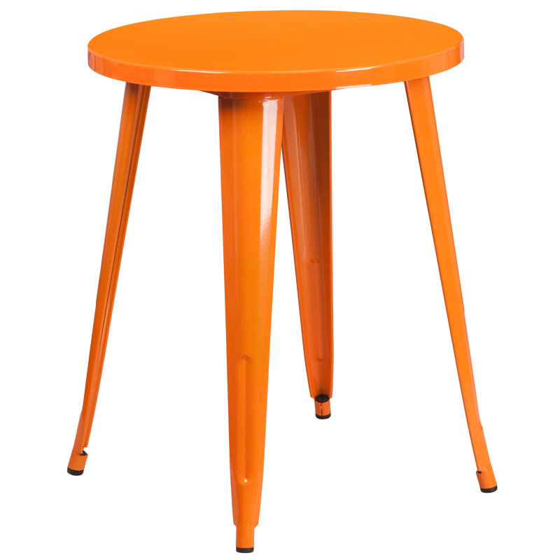 Table ronde intérieure / extérieure en métal 30 po Pelzer, H 29 po x l 30 po x P 30 po, Orange