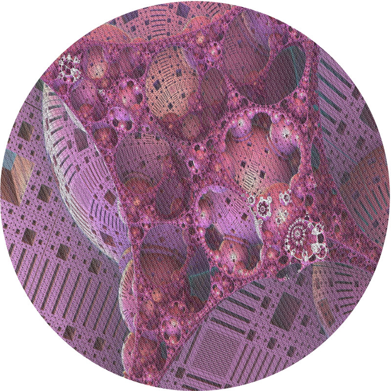 Tapis mauve à métier motorisée, Rond 6 pi