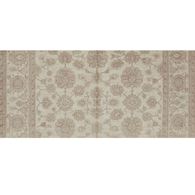 Hand Knotted Wool Area Rug in Cream