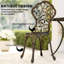 3 Piece Brown Aluminium Bistro Set with 2 Chairs and Round Table, Cut-Out Floral Design Garden Balcony Furniture for Patio and Outdoor Dining
