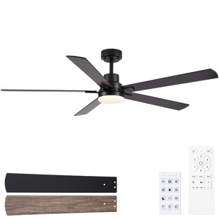 60" Modern Dual Color Ceiling Fan Light , Dimmable LED 3CCT with Remote and Wall Control,6 Speeds,Reverisible DC Motor for Bedroom.