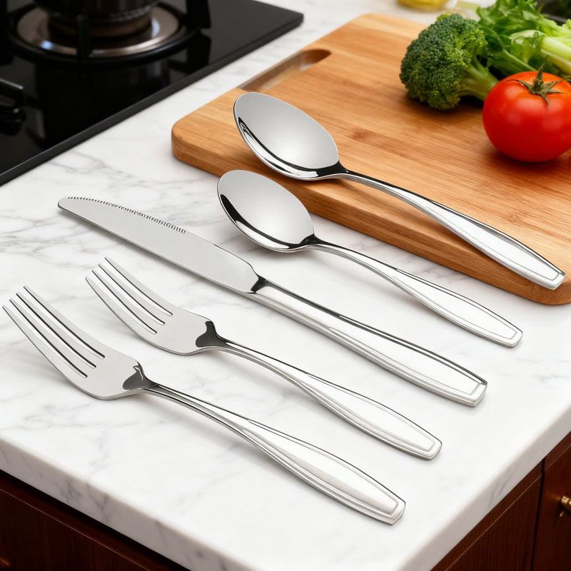 80-Piece Stainless Steel Flatware Set, Service For 16 Includes Dinner Fork, Knife, Spoon, Teaspoon & Salad Fork, Durable Modern Silverware For Home Or Restaurant Use
