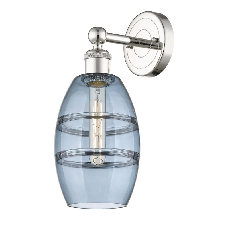 Applique murale en acier Bettylou, H 10,38 po x l 5,88 po x P 7,44 po, Bleu princesse, Nickel poli