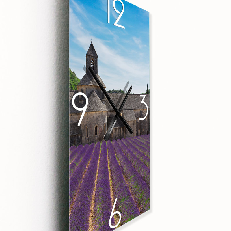 Horloge murale champ de lavande avec abbaye en France, Petit