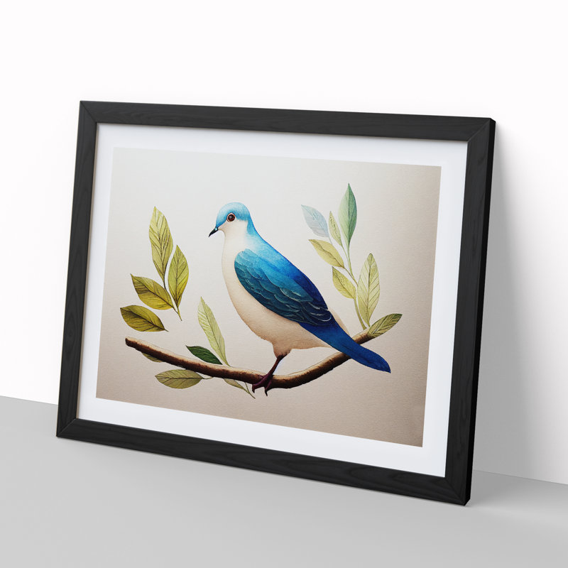 Dove Bird In Watercolour Vol.3 - Single Picture Frame Painting, Black Framed, 46cm H x 64cm W x 2cm D