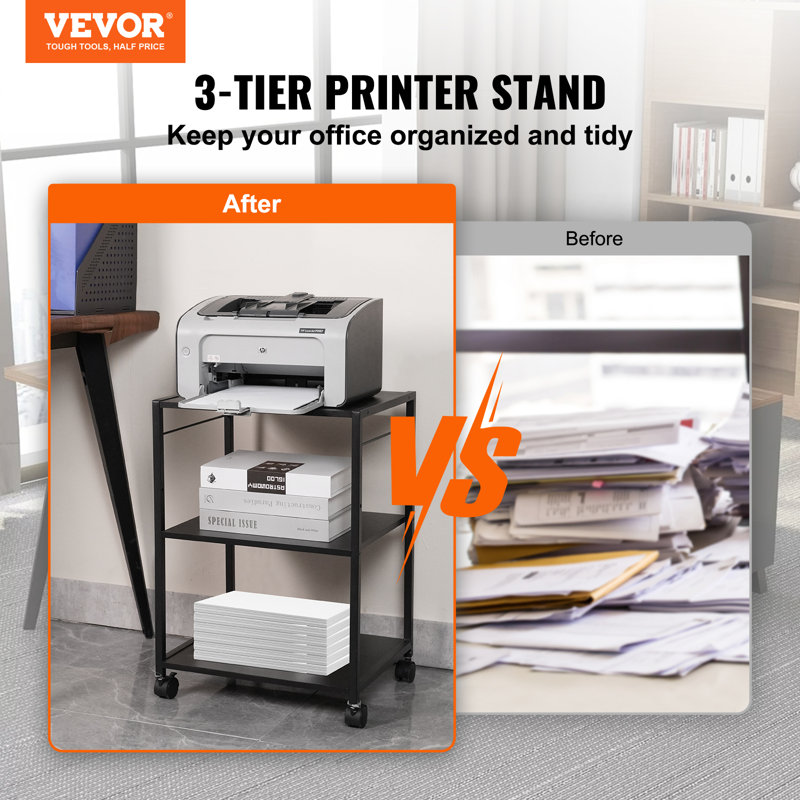 23.6'' H x 16.5'' W Printer Stand with Wheels