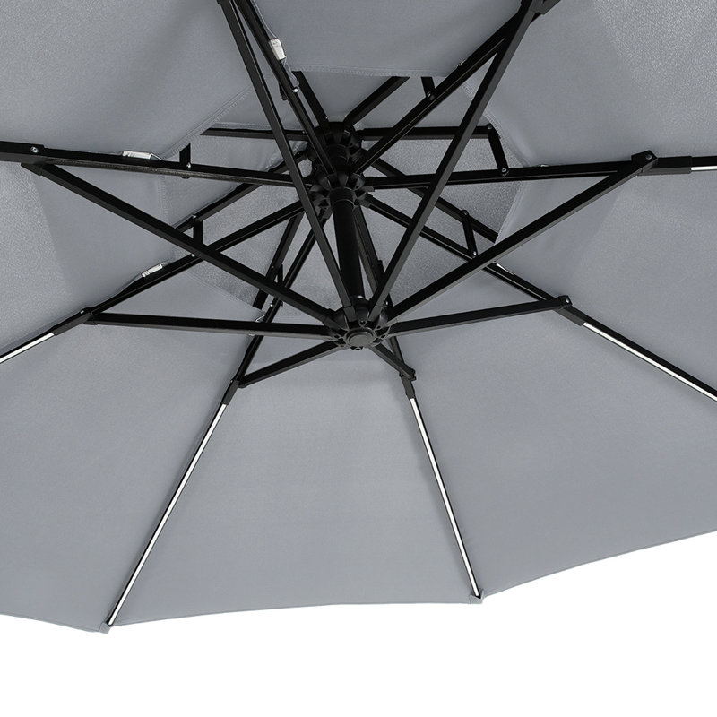 Sherell 291cm Lighted Cantilever Parasol, Light Grey