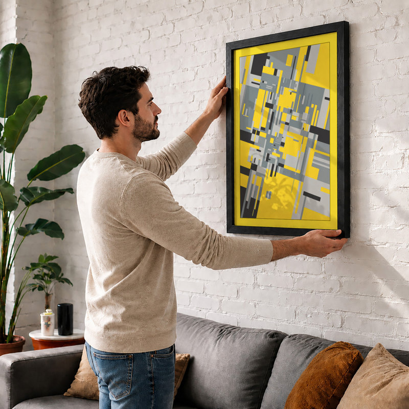 Urban Geometry from Above Geometric - Framed Print, A3 - 42.0 x 29.7 cm, White