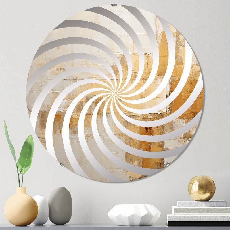 Minimalisme beige Horizon I - miroir décoratif Vortex-MIR114572-Rond, 23,6 po x 23,6 po