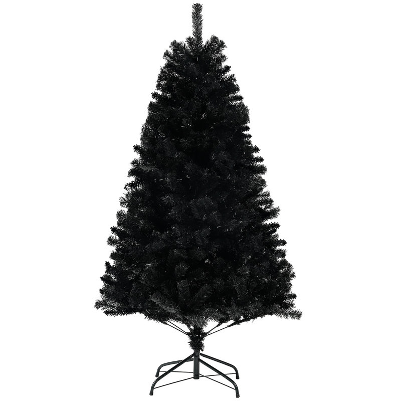 Arbre de Noël artificiel de 70,9 po de hauteur, 1000 pointes de branches, ouverture automatique, base en acier, noir, pour célébration de bureau à domicile