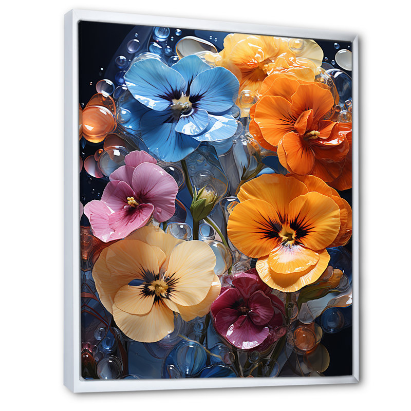 Vibrant Pansy Medley II, H 20 po x l 12 po x P 1 po, Cadre flottant blanc