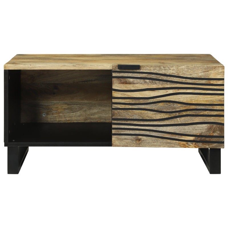 Solid Wood Coffee Table with Storage, Beige