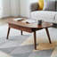 Table basse ovale en chêne naturel massif avec 2 tiroirs, facile à assembler, l 47 po x P 22 po x H 17 po
