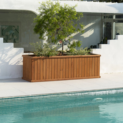 Barros Solid Cedar Rectangular Planter Box with Drainage Holes