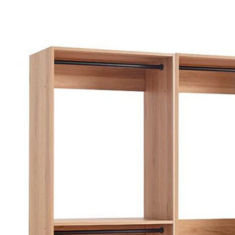 Système d'organisation modulaire autoportant Dee, 4 tringles de suspension, 6 tablettes, Brun