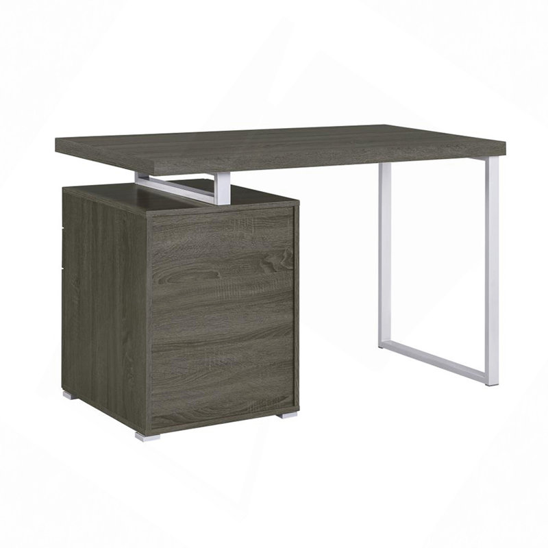 Bureau, bureau d'écriture avec 3 tiroirs, Gris foncé