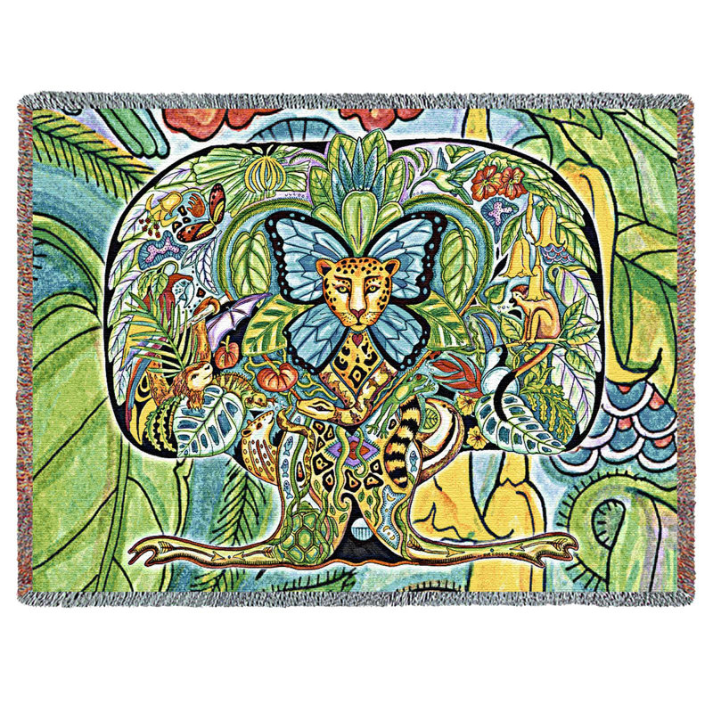 Couverture Pure Country Weavers Tree of Life - Animal Spirits Totem par Sue Coccia - jeté en coton tissé à la main - fabriqué aux États-Unis (72 x 54)
