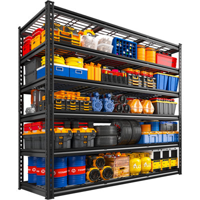 Étagère de rangement robuste à 6 niveaux pour rivets, hauteur 198 cm (78 po), étagère métallique réglable avec cadre à bords roulés, capacité de charge totale de 1 500 kg (3 300 lb) pour garde-manger ou entrepôt