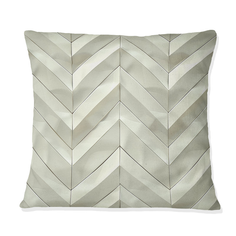 Coussin contemporain à chevrons beige contemporain, H 18 po x l 18 po