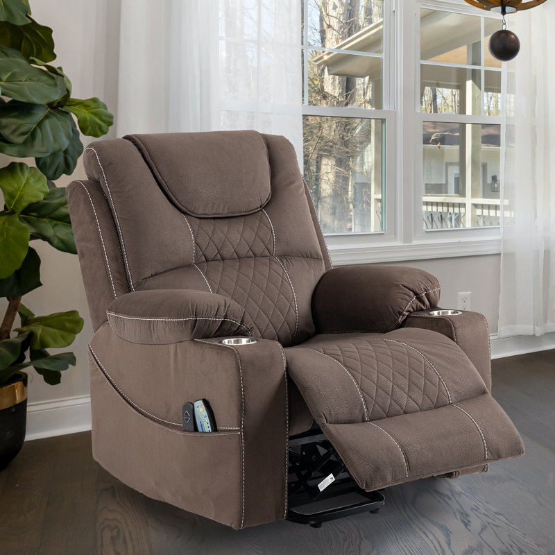 Carollynn Oversized Power Lift Chair for Elderly, Recliner with Heat & Massage,Cup Holders,Side Pockets