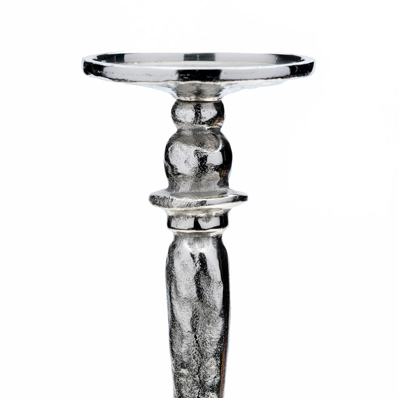 Bougeoirs à pilier en nickel martelé