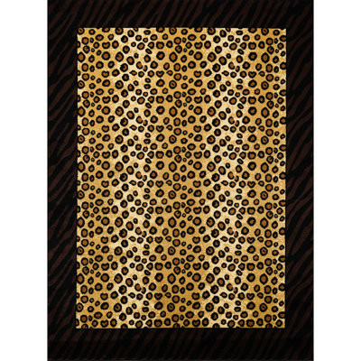 Rectangle Animal Print Area Rug, 0.4 In. Pile Height, Wild Rustic Style, Polypropylene With Jute Backing, Stain 36 X 24 Lodge ,