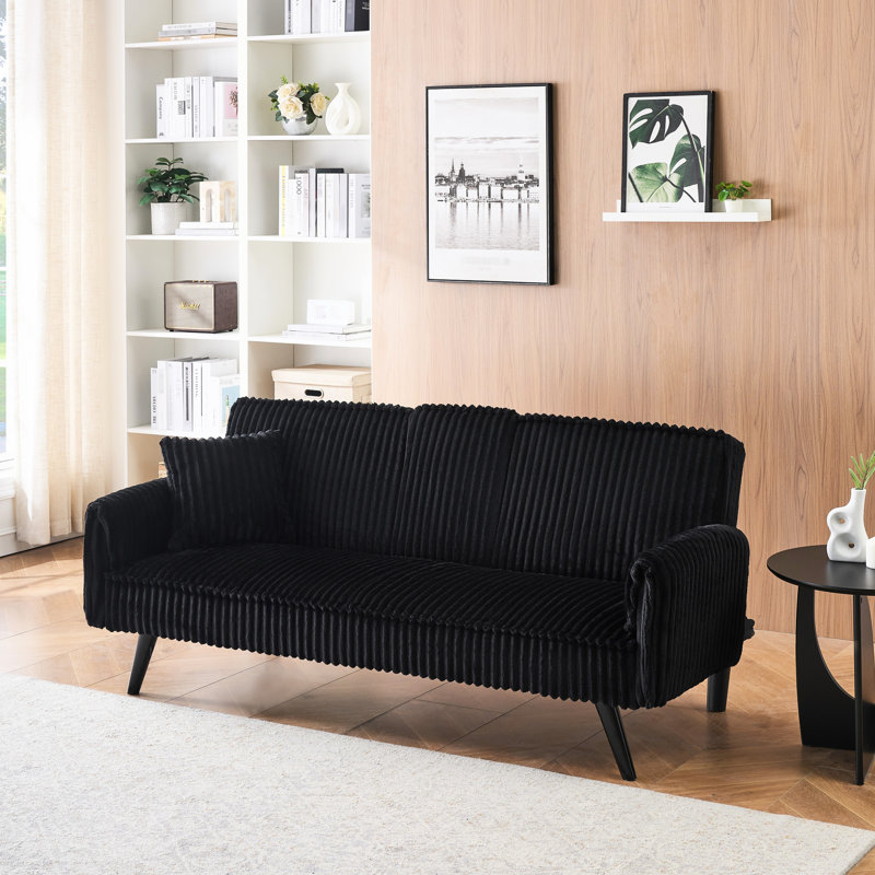 Velours côtelé de luxe: confort et style avec dossier haut: soutien supplémentaire, Black