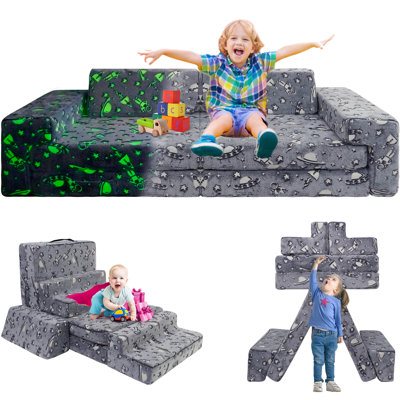 L-Shaped 6 - Piece Kids Soft Seating