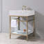 Meuble-lavabo de 24 po en marbre de Carrare naturel avec lavabo, structure en acier inoxydable doré et tablette en verre-1572645742-1556390636