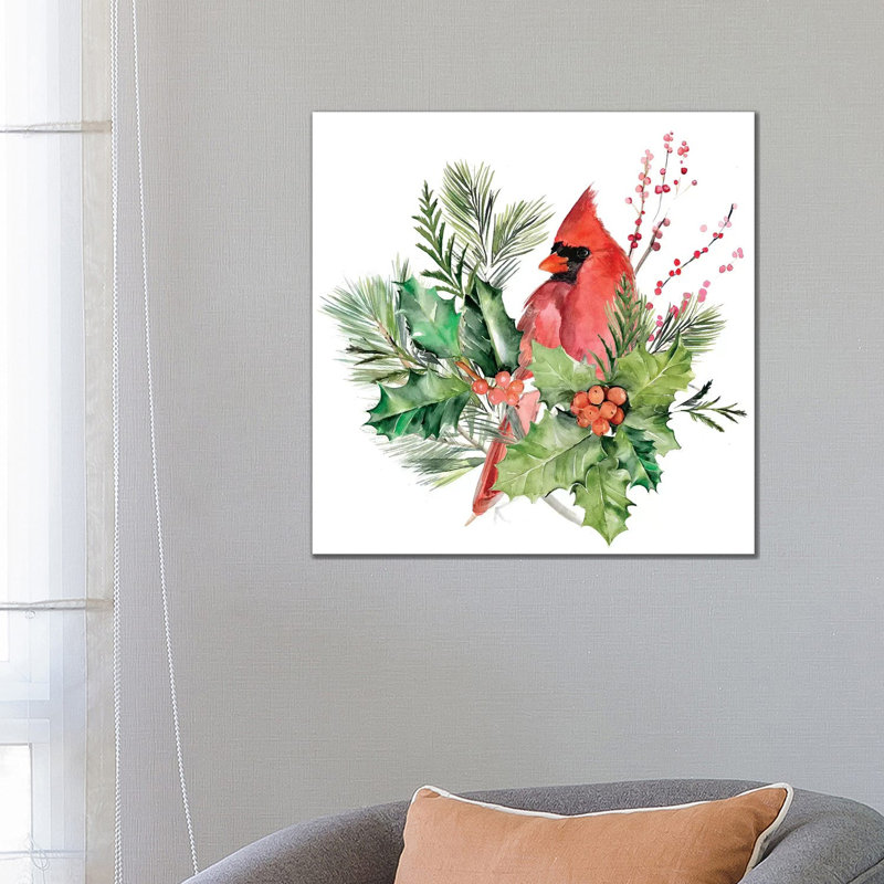 Cardinal Holly Christmas I 1 Piece Wrapped Canvas Wall Art, 66.04cm H x 66.04cm W